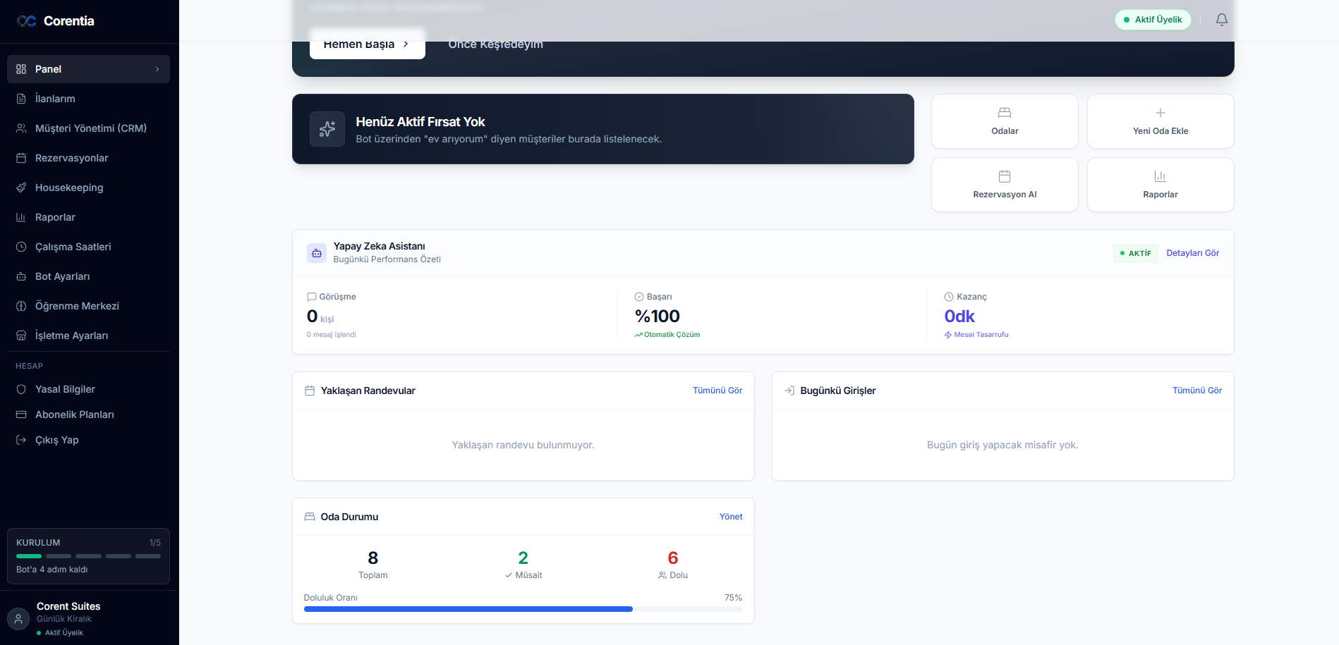 Otel ve Günlük Kiralama Yönetim Paneli